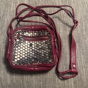 Deena & Ozzy Maroon Bag with Silver Zipper
